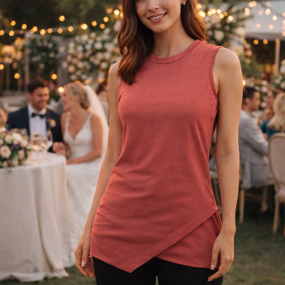 Harve’ Benard Asymmetrical Tank Top Size Medium muted coral, terracotta color